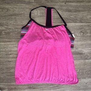 Nike Pink Racerback Athletic Tank with Striped Side Panels size 2X